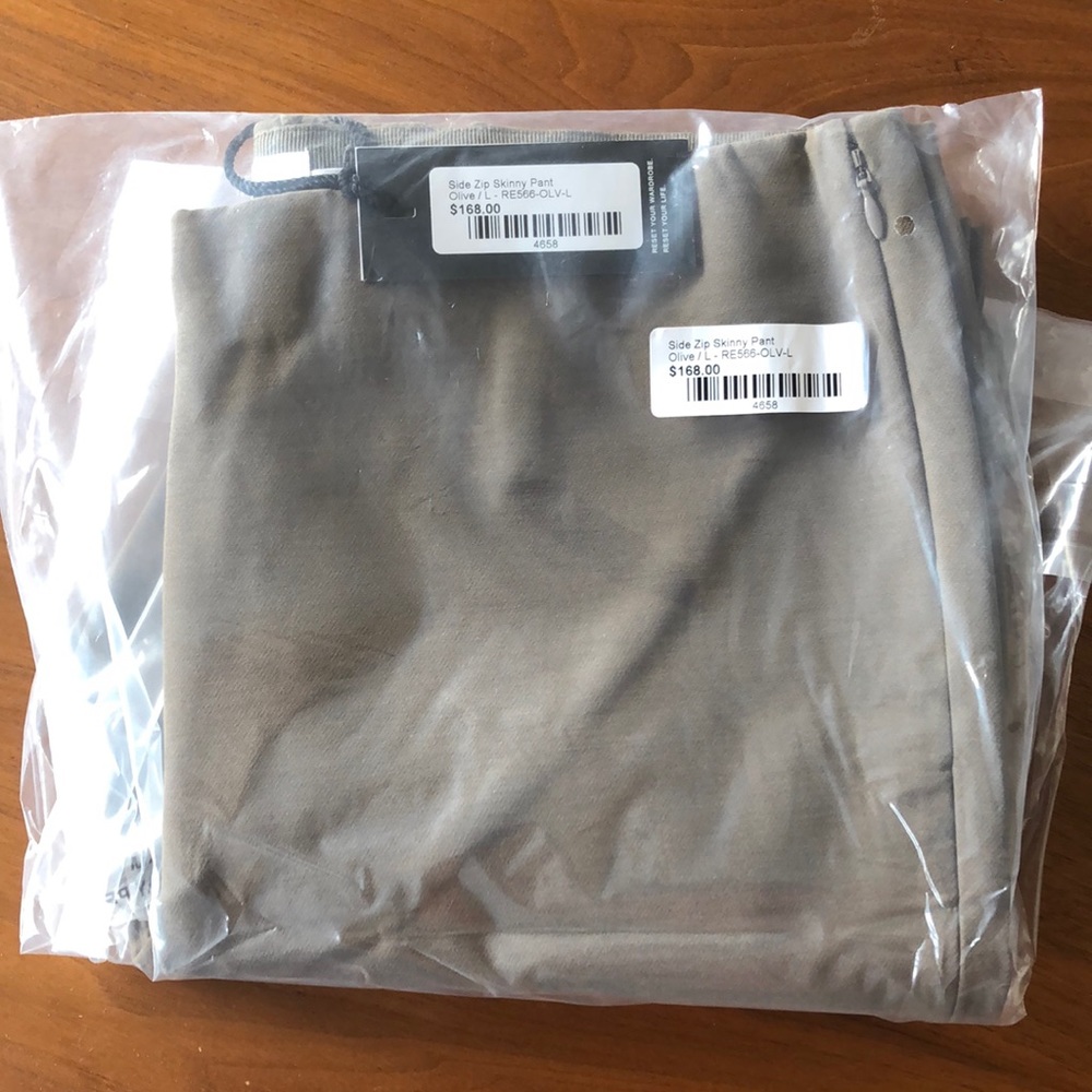 The Reset, side zip pants, large, olive